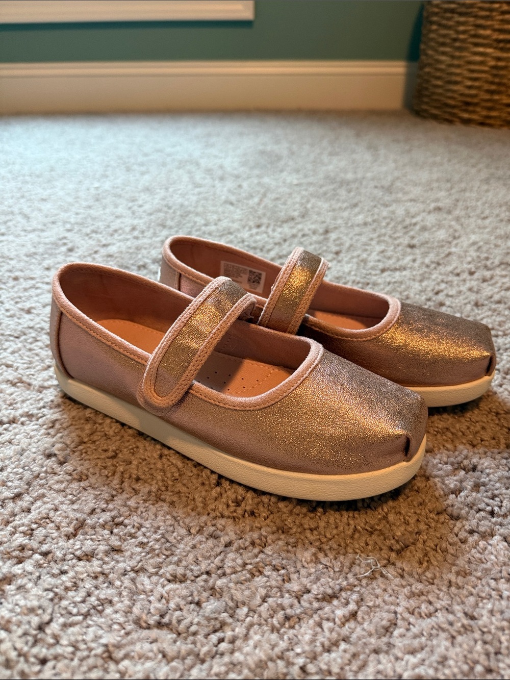 Tom’s Glitter Mary Jane in Pink/Rose Gold